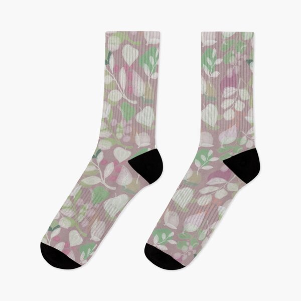 Item preview, Floral autumn pattern, drawing with pastels, green and pink, twigs and berries on a light background. designed and sold by UVI-CA.