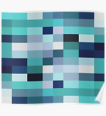 Abstraction #026 Blue White Blocks Poster