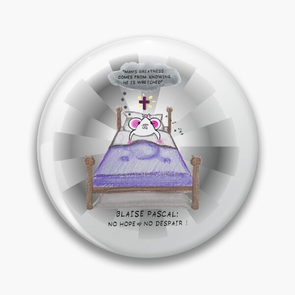 Item preview, PASCAL "MAN'S GREATNESS COMES FROM KNOWING HE IS WRETCHED", philosophical quote and cartoon designed and sold by letiziahoffmann.