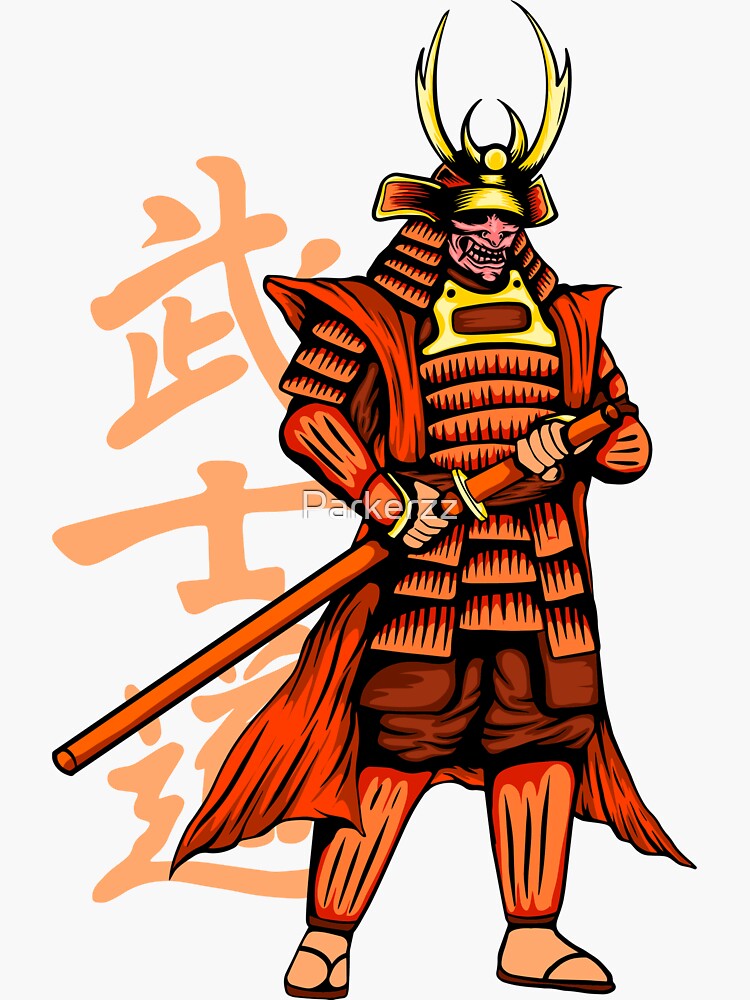 Japanese Samurai Warrior Anime bound to Bushido Code in Kanji Sticker for  Sale by Tatzki-Design