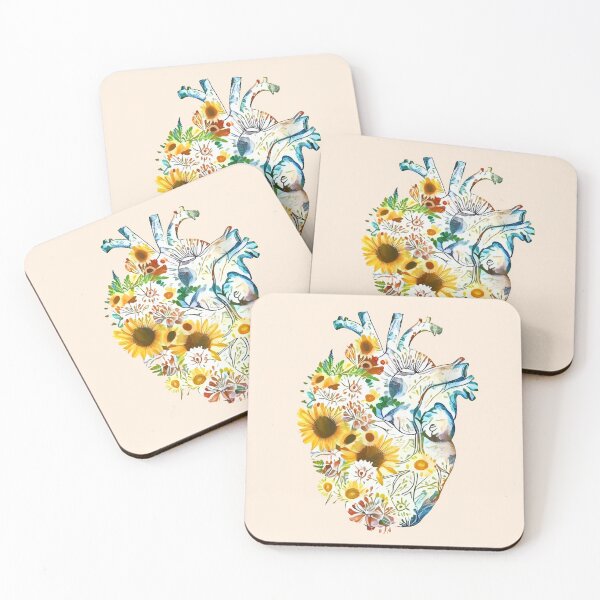 Item preview, Human heart spring time, watercolor wild flowers, floral, plant lovers, Heart, anatomical heart designed and sold by Collagedream.