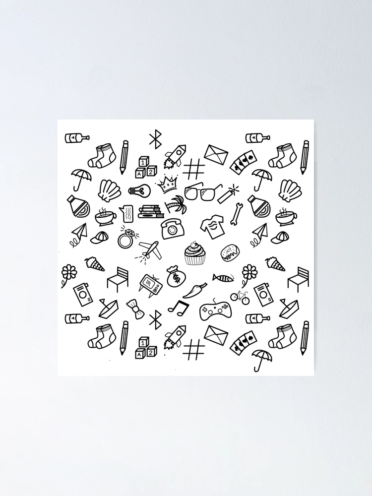 random-object-doodle-pattern-poster-for-sale-by-4u2nv-ldn-redbubble