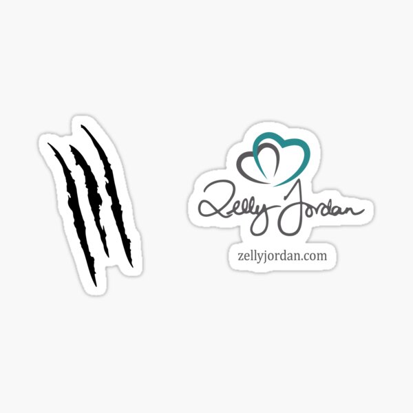 Teal Hearts Zelly Jordan website logo with Scratches Sticker