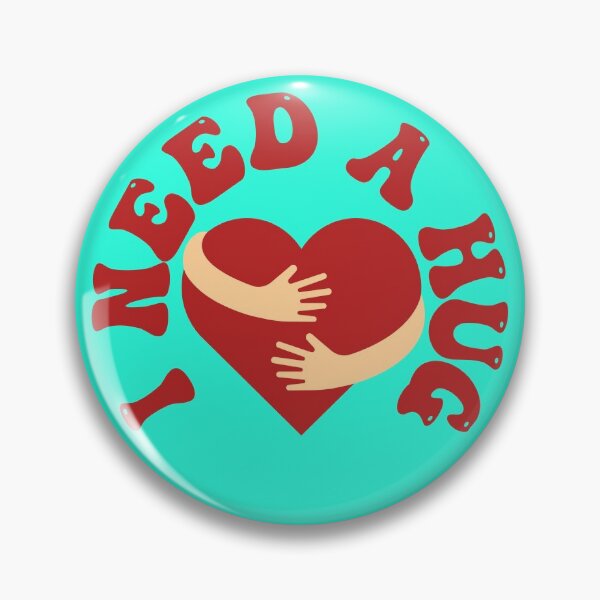 Item preview, I Need A Hug - Red Hugging Love Heart on Blue Round Sticker designed and sold by NoMatterLab.