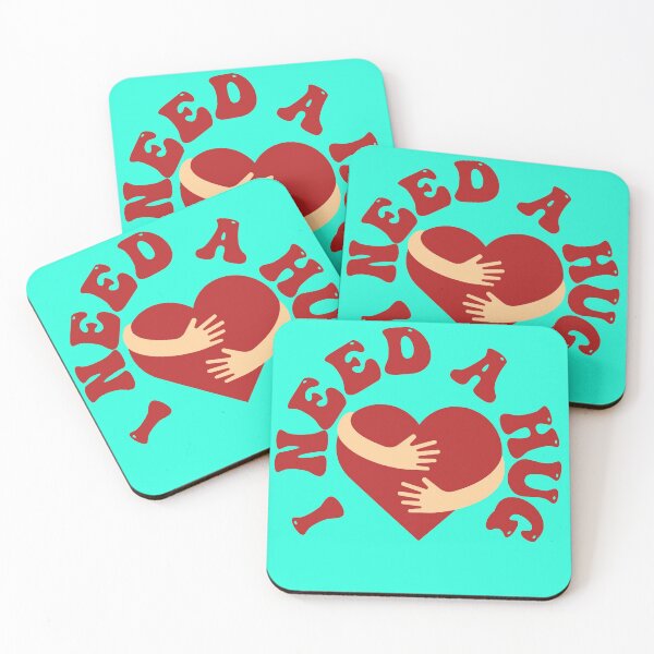 Item preview, I Need A Hug - Red Hugging Love Heart on Blue Round Sticker designed and sold by NoMatterLab.