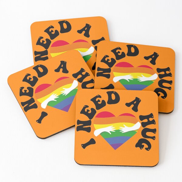 Item preview, I Need A Hug - Rainbow LGBT Love Heart on Round Orange Sticker designed and sold by NoMatterLab.