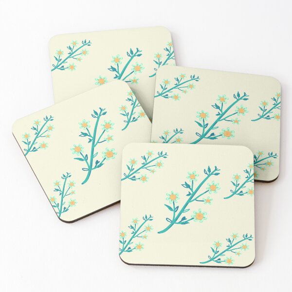 Item preview,  flashy pattern - Blue and yellow watercolor sampaguita flowers on beige background - designed and sold by Amalzaki.
