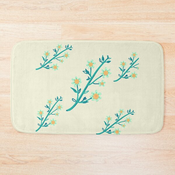 Item preview,  flashy pattern - Blue and yellow watercolor sampaguita flowers on beige background - designed and sold by Amalzaki.