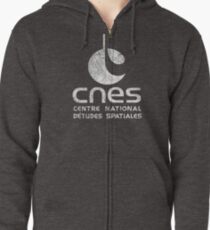 Sudadera con capucha y cremallera CNES Francia - Edición blanca