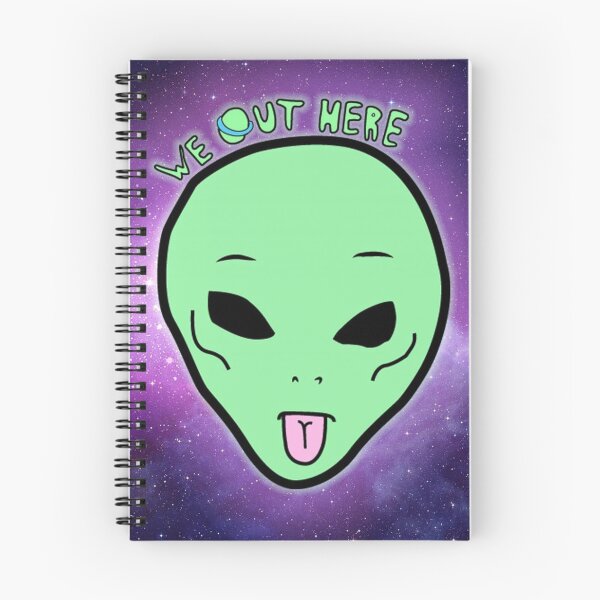 Item preview, We Out Here. Funny Alien Illustration Giving Us The Teaser Prints and Stickers designed and sold by Sofia Jackson.