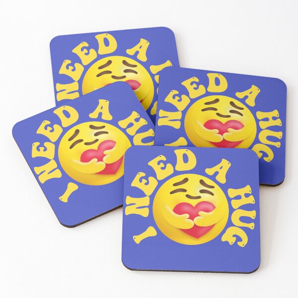 Item preview, I Need A Hug - Love Cute Emoji on Round Dark Blue Sticker designed and sold by NoMatterLab.