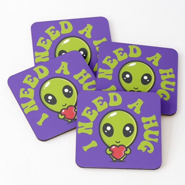 Item preview, I Need A Hug - Love Cute Alien on Round Purple Sticker designed and sold by NoMatterLab.