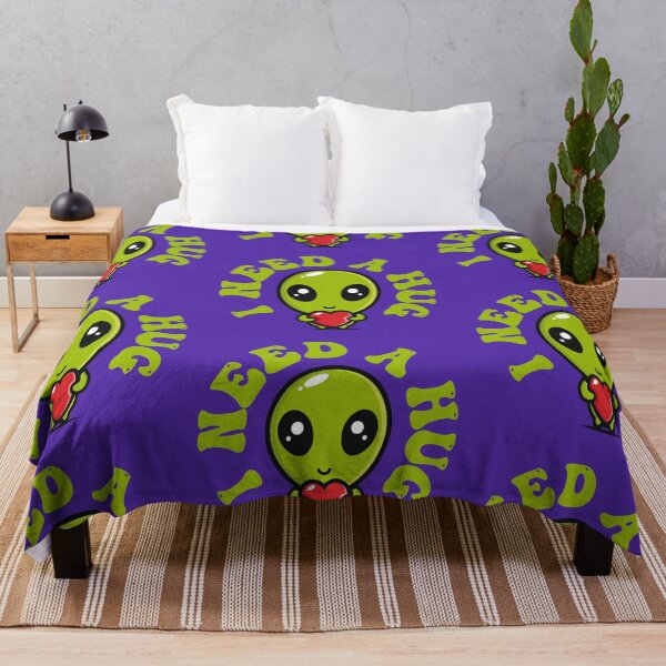 Item preview, I Need A Hug - Love Cute Alien on Round Purple Sticker designed and sold by NoMatterLab.