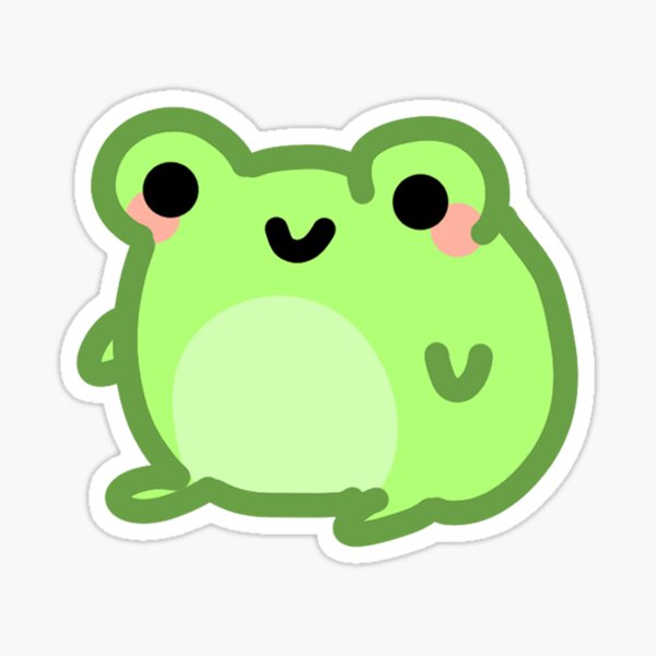 kawaii & happy green frog smiling Sticker