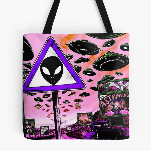 Item preview, Aliens Ahead And Beyond Roadsign Classic Poster Design designed and sold by Sofia Jackson.