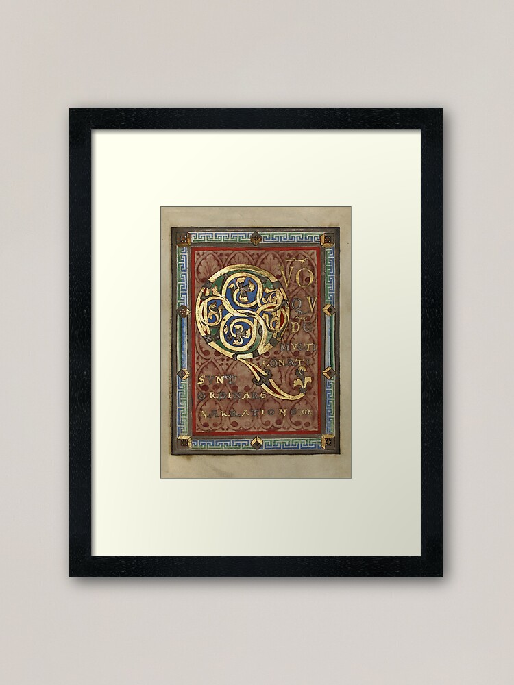 Alternate view of Decorated Incipit Page - Opening of Luke's Gospel (1120 - 1140 AD) Framed Art Print