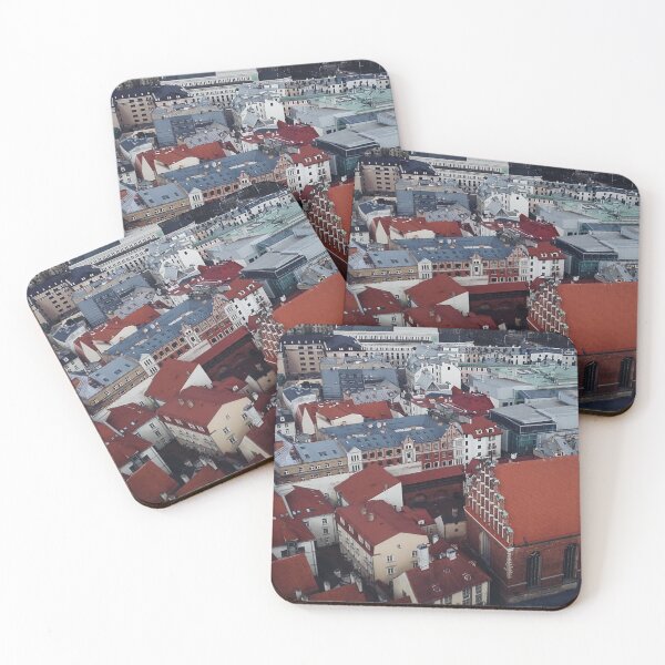 Item preview, Old Riga from above, old town brown, red city view. designed and sold by Club Nostalgic.