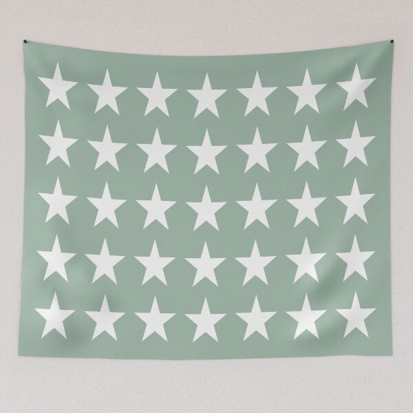 Item preview, Medium WHITE and MUTED GREEN STARS designed and sold by RachelMacht.
