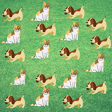 Artwork thumbnail, Cats and dogs with green grass by Zachlogic