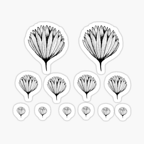 Flower Drawing Pattern - Orange Sticker