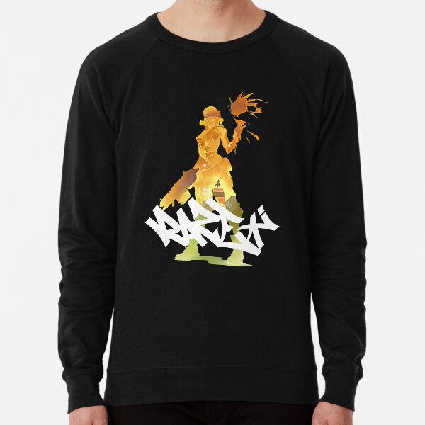 Raze Valorant Orange-Vert Graffiti Tag Design Sweatshirt léger