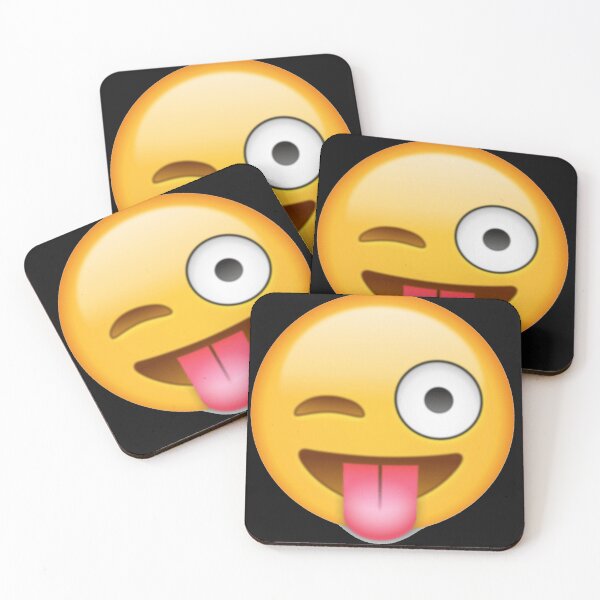 Item preview, Tongue Out Wink Face Emoji Mask, Button, Sticker designed and sold by wravelo.