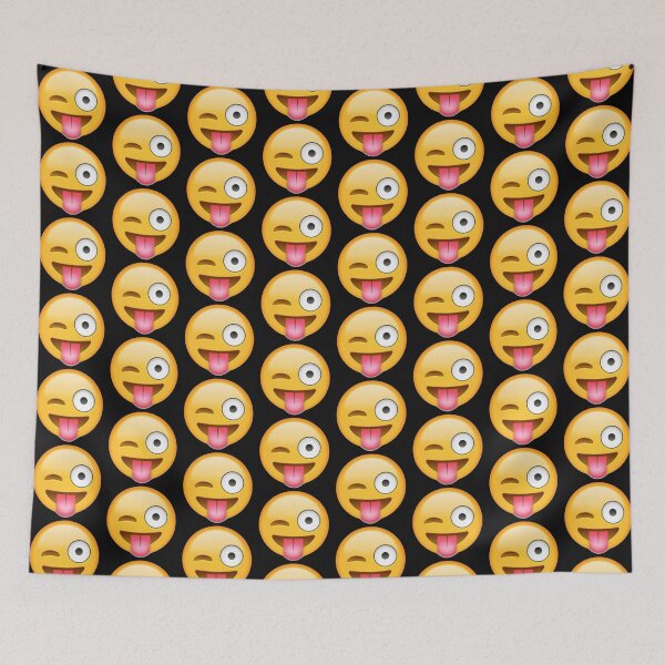 Item preview, Tongue Out Wink Face Emoji Mask, Button, Sticker designed and sold by wravelo.