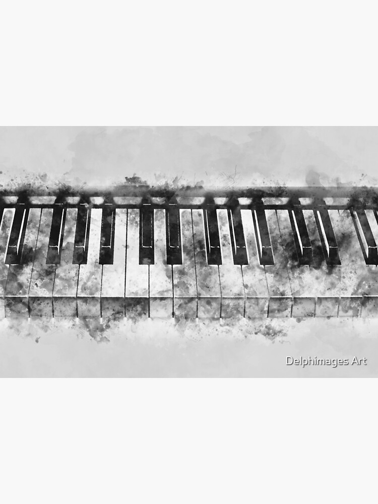 Piano keyboard watercolor black and white inke Greeting Card for