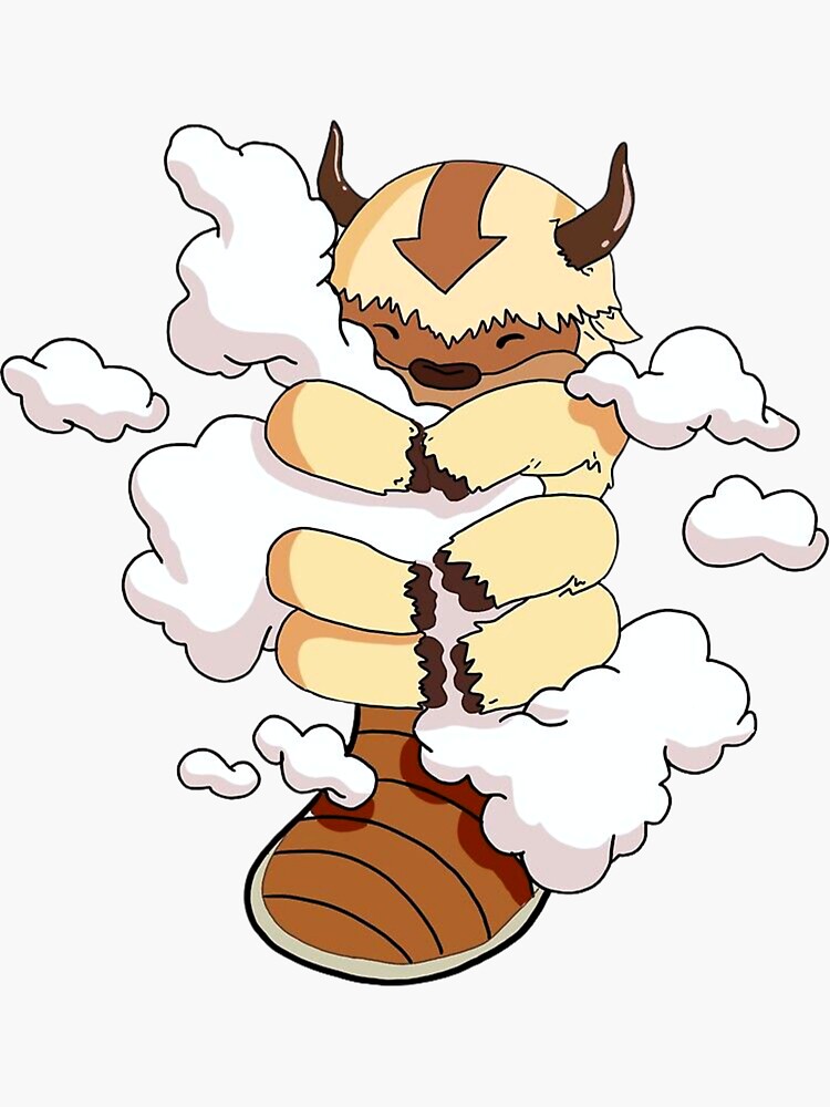 Thumbnail 3 of 3, Sticker, Appa With Clouds, Avatar The Last Airbender designed and sold by TheOrbDesigns.