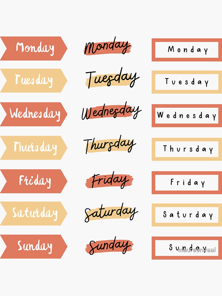 Days of the week stickers