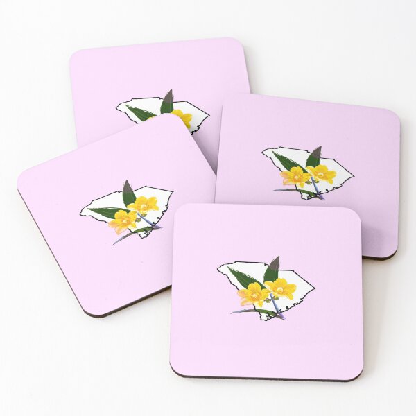 Item preview, South Carolina State Outline with Yellow Jessamine designed and sold by girljohnny.