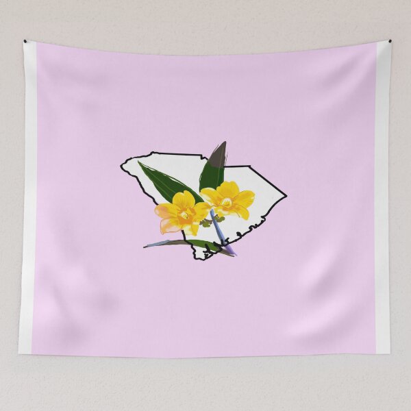 Item preview, South Carolina State Outline with Yellow Jessamine designed and sold by girljohnny.