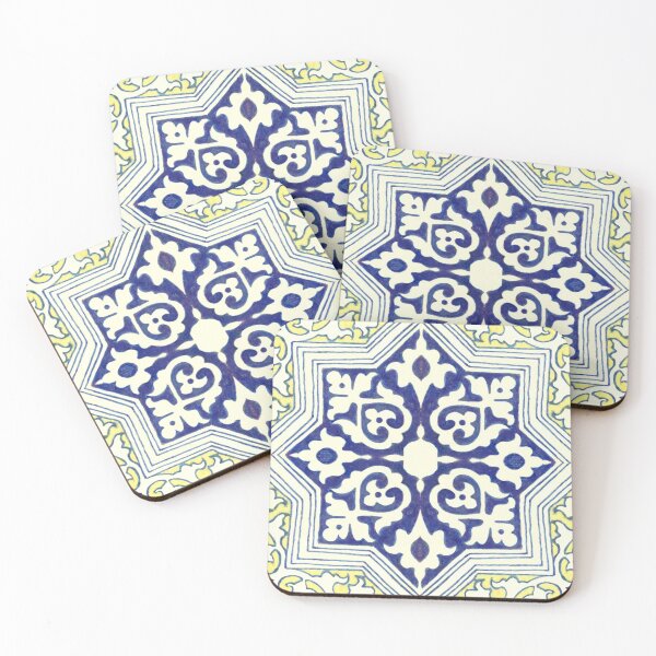Item preview, Paving For Success Blue Yellow 17th Century Tile Pomegranate Pattern Original designed and sold by SpiritGifts.