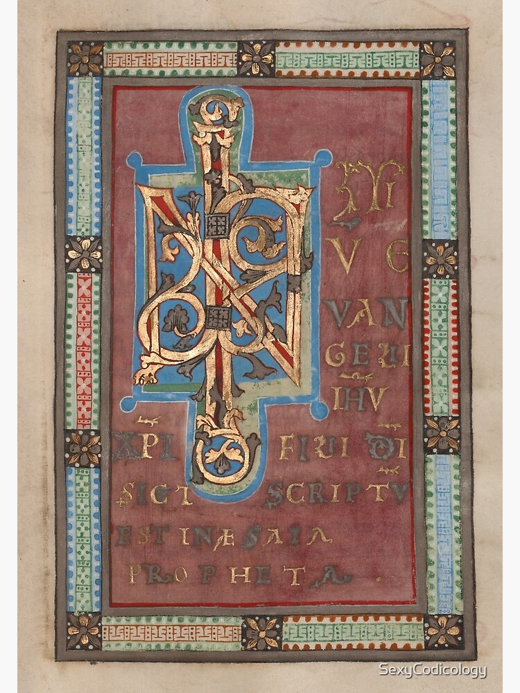 Thumbnail 3 of 3, Photographic Print, Decorated Incipit Page - Beginning of Mark's Gospel (1120 - 1140 AD) designed and sold by SexyCodicology.
