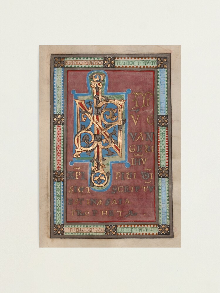 Thumbnail 2 of 3, Photographic Print, Decorated Incipit Page - Beginning of Mark's Gospel (1120 - 1140 AD) designed and sold by SexyCodicology.
