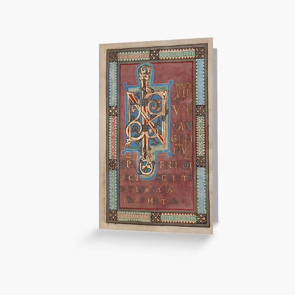 Decorated Incipit Page - Beginning of Mark's Gospel (1120 - 1140 AD) Greeting Card