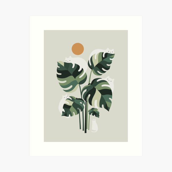 Cat and Plant 11 Art Print