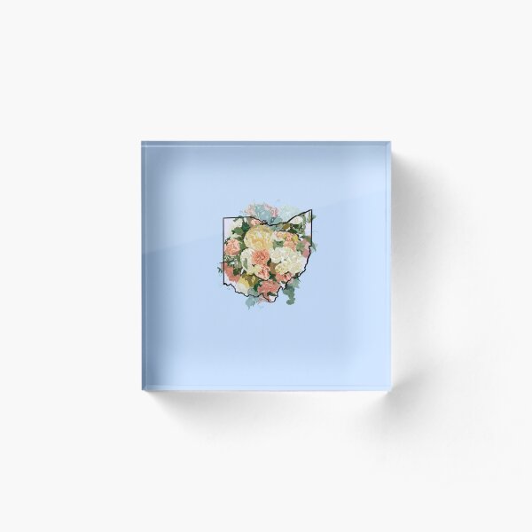 Ohio home outline filled with the state flower, red carnations Acrylic Block