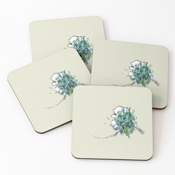 Item preview, Alaska home outline with forget me not state flower designed and sold by girljohnny.