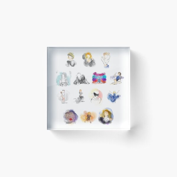 Kylie Minogue all albums digital watercolour Acrylic Block