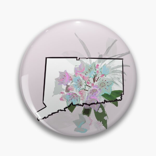 Item preview, Connecticut state outline with mountain lourey flower designed and sold by girljohnny.