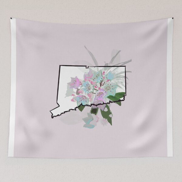 Item preview, Connecticut state outline with mountain lourey flower designed and sold by girljohnny.