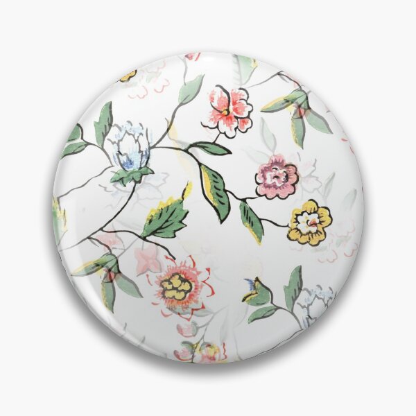 Item preview, Vintage Wallpaper Floral Pattern in Mustard Yellow Mauve Pink Light Blue Colors designed and sold by kmcs.