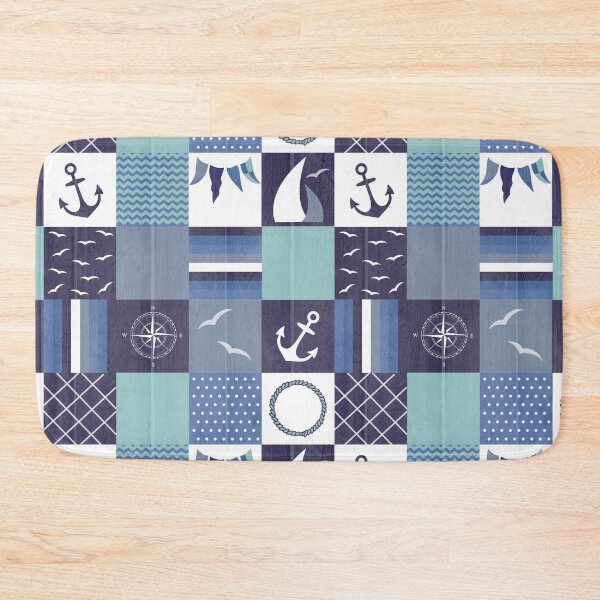 Item preview, Nautical Patchwork Squares Pattern designed and sold by HotHibiscus.