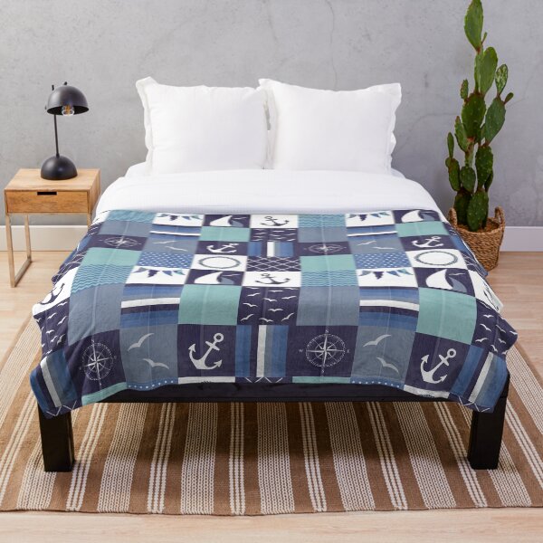 Item preview, Nautical Patchwork Squares Pattern designed and sold by HotHibiscus.