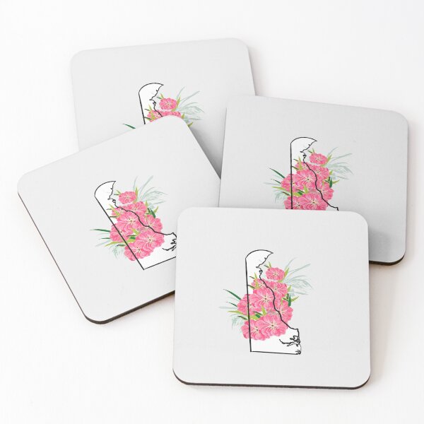 Item preview, Delaware outline with peach blossom state flower designed and sold by girljohnny.