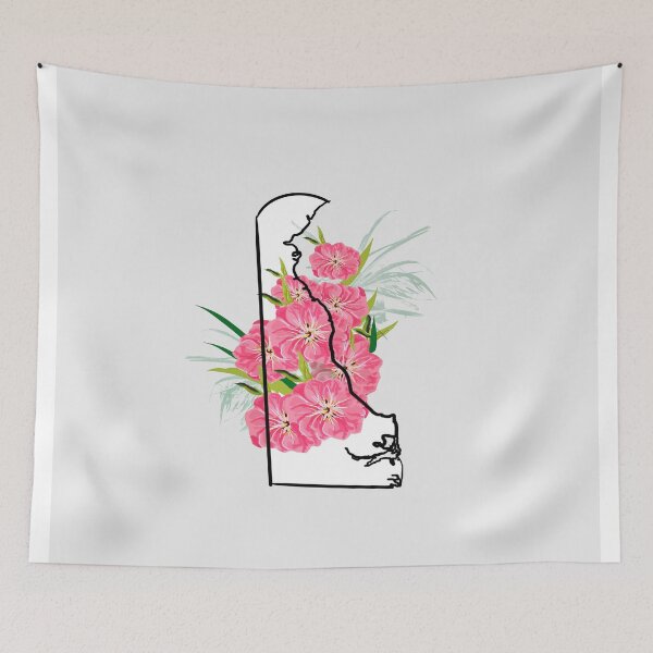 Item preview, Delaware outline with peach blossom state flower designed and sold by girljohnny.