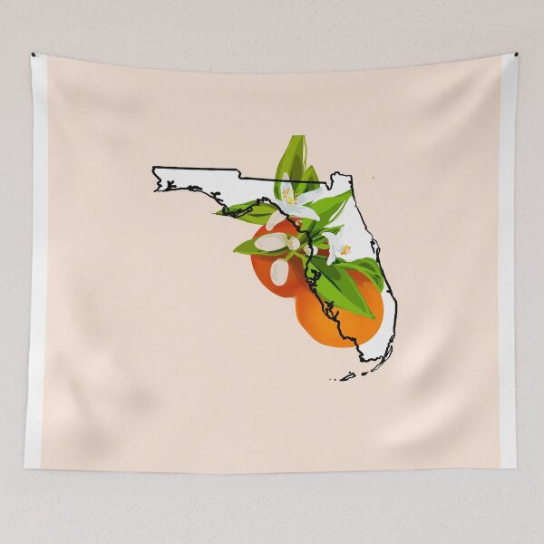 Item preview, Florida state outline with orange blossom state flower designed and sold by girljohnny.
