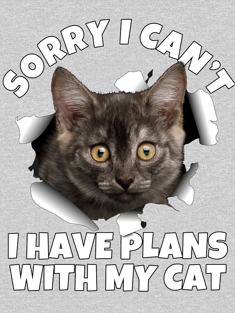 Sorry I Can't I Have Plans With My Cat - Funny Saying Design Cat Torn Cloth - Best Gift Idea for Cat Lover or Cat Owner by WG-Factory