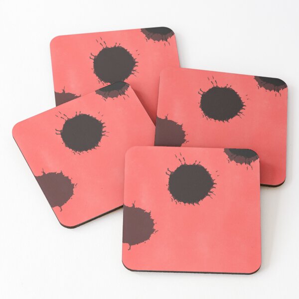Item preview, Black large paint splatter on red background designed and sold by WorldOfWendyArt.